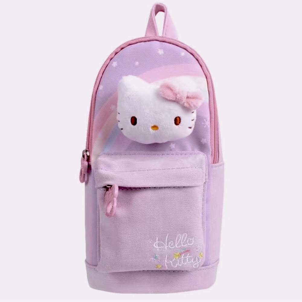 NWT Hello Kitty 2-Section Pencil and Small Items School Case Light Purple Pink